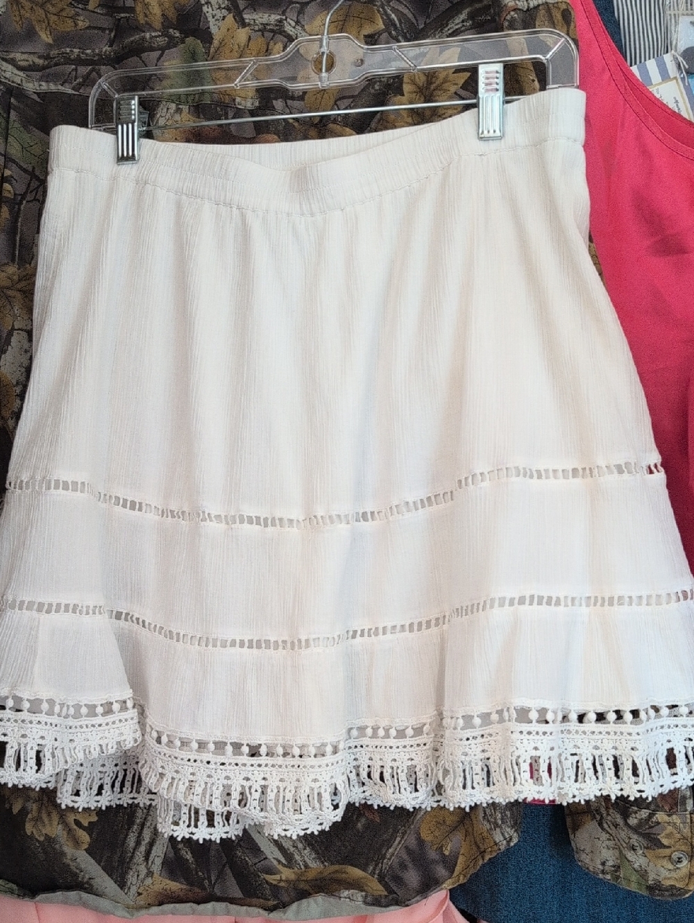 Old Navy Women's White Cotton Lace-Trim Skirt